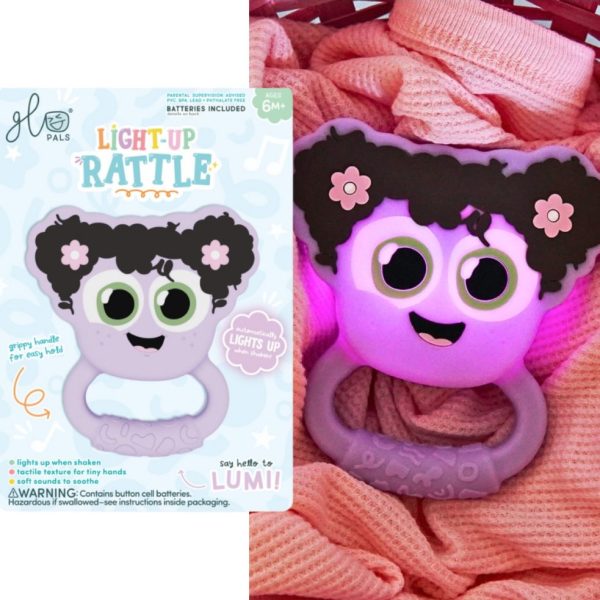 Glo Pals rattle teether glowing in the dark, motion-activated – Lumi purple