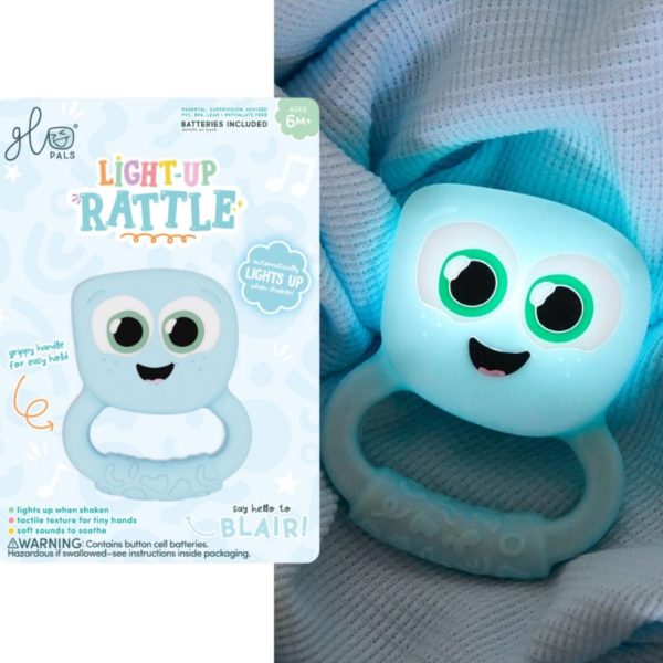 Glo Pals, rattle–teether glowing in the dark, motion-activated – Blair blue
